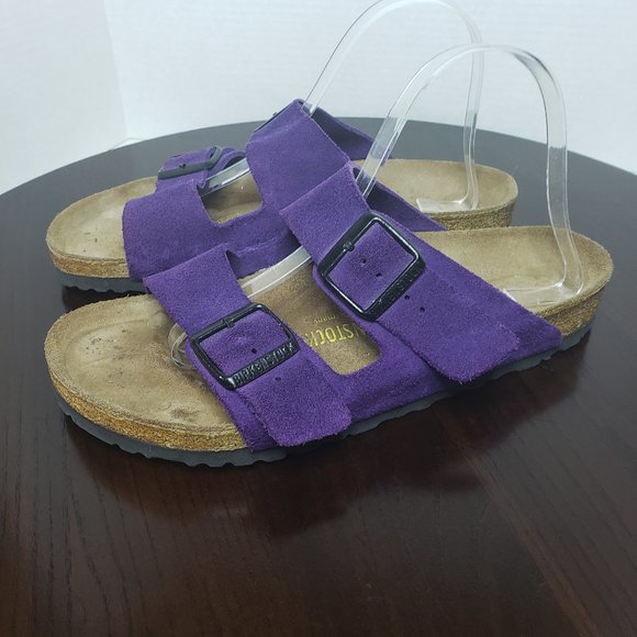 purple suede birkenstocks